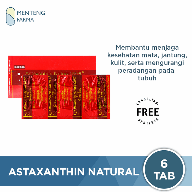 Astaxanthin Natural Mpl 4 mg 6 Kapsul - Suplemen Antioksidan