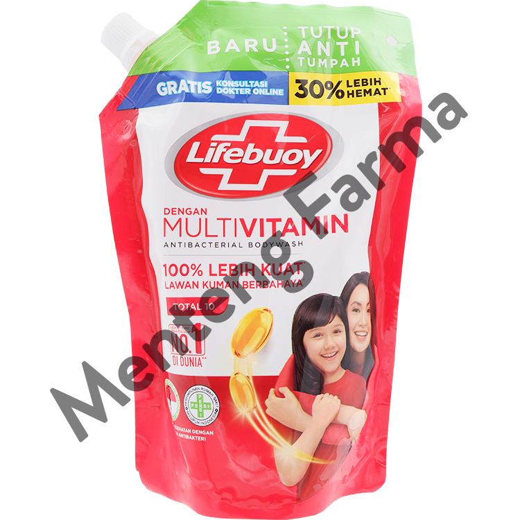 Lifebuoy Sabun Mandi Cair Refill Total 10 400 ML - Sabun Antibakteri ActivSilver - Menteng Farma