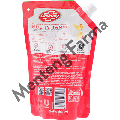 Lifebuoy Sabun Mandi Cair Refill Total 10 400 ML - Sabun Antibakteri ActivSilver - Menteng Farma