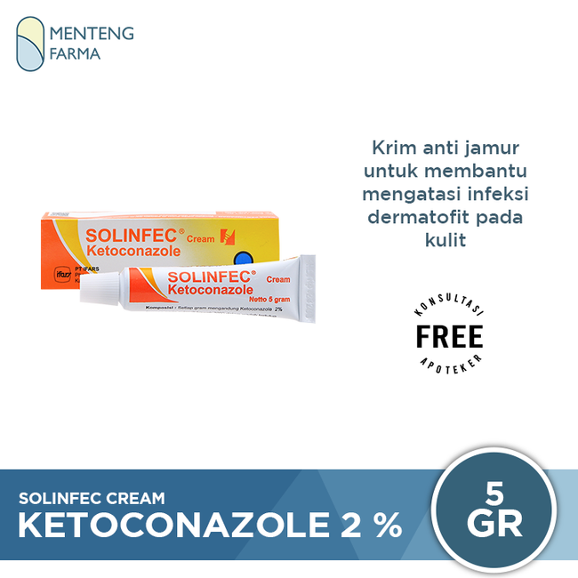 Solinfec Cream 5 g - Krim Gatal Kulit Infeksi Jamur - Menteng Farma