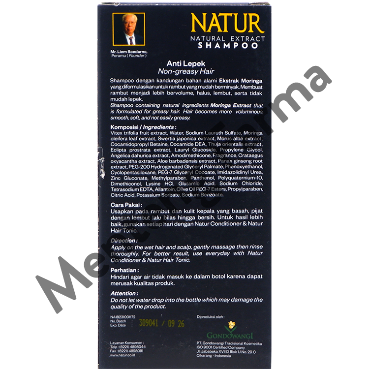 Natur Shampoo Moringa & Sweet Almond Oil 140 ML - Perawatan Kulit Kepala Kering - Menteng Farma