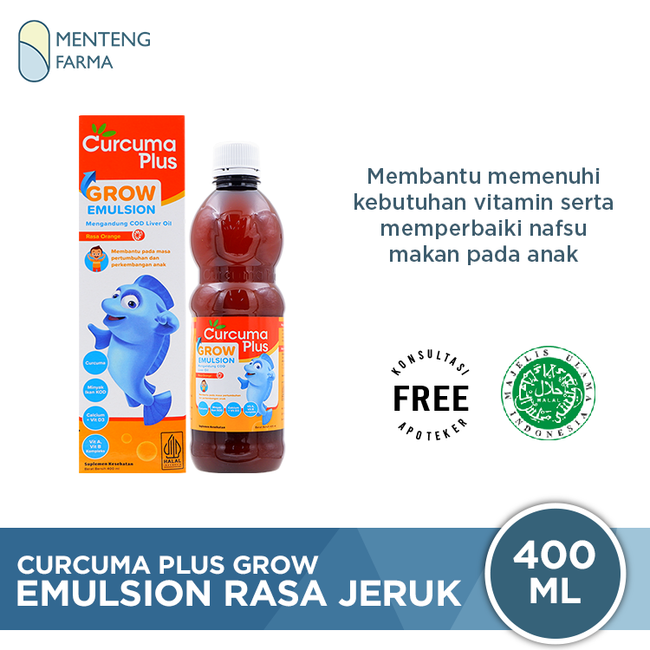 Curcuma Plus Grow Emulsion Rasa Jeruk 400 mL - Suplemen Kesehatan Anak - Menteng Farma