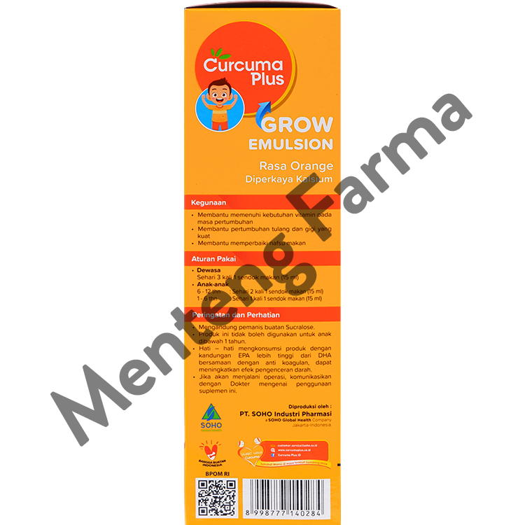 Curcuma Plus Grow Emulsion Rasa Jeruk 400 mL - Suplemen Kesehatan Anak - Menteng Farma