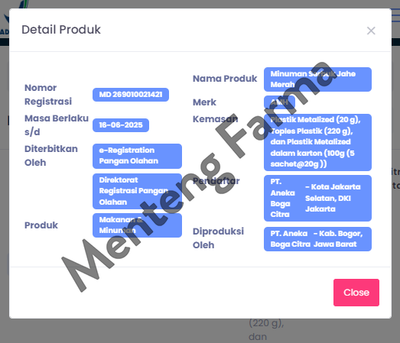 AMH Jahe Merah Isi 5 Sachet - Minuman Jahe Merah - Menteng Farma