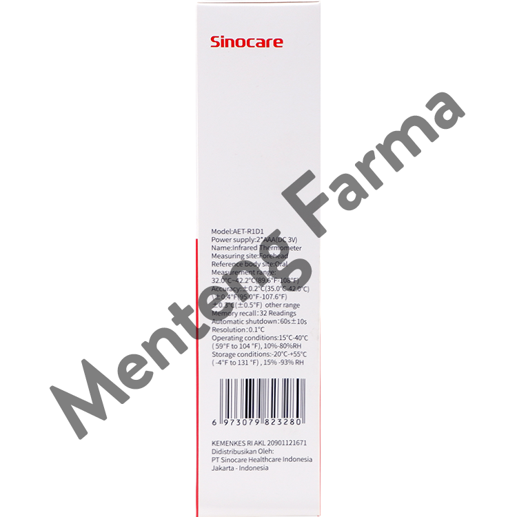 Sinocare Thermometer Digital Infrared AET-R1D1 - Thermometer Digital Akurat - Menteng Farma