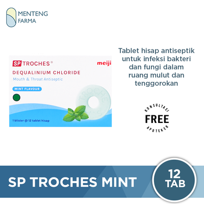 Tablet Hisap SP Troches Meiji Mint 12 Tablet - Atasi Gangguan Mulut dan Tenggorokan - Menteng Farma