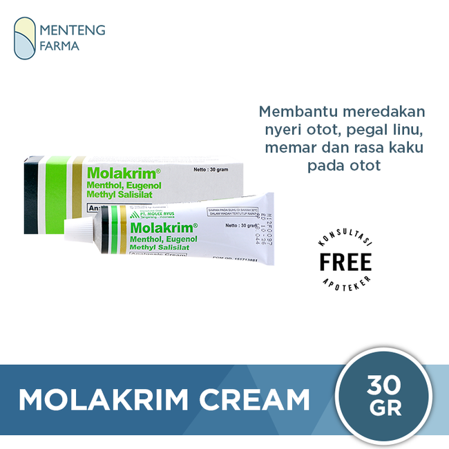 Molakrim Cream 30 g - Krim Pereda Nyeri Otot dan Sendi - Menteng Farma