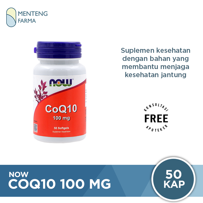 NOW COQ10 100 Mg 50 Softgels - Suplemen Kesehatan Tubuh - Menteng Farma