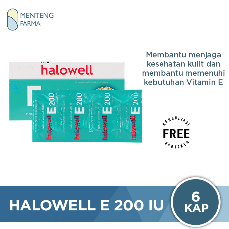 Halowell E 200 IU 6 Kapsul - Suplemen Vitamin E - Menteng Farma