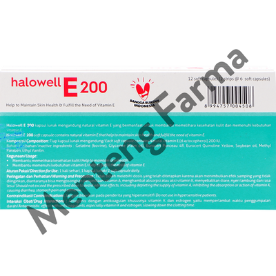 Halowell E 200 IU 6 Kapsul - Suplemen Vitamin E - Menteng Farma