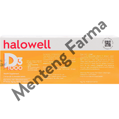 Halowell D3 1000 IU 10 Tablet - Suplemen Vitamin D - Menteng Farma