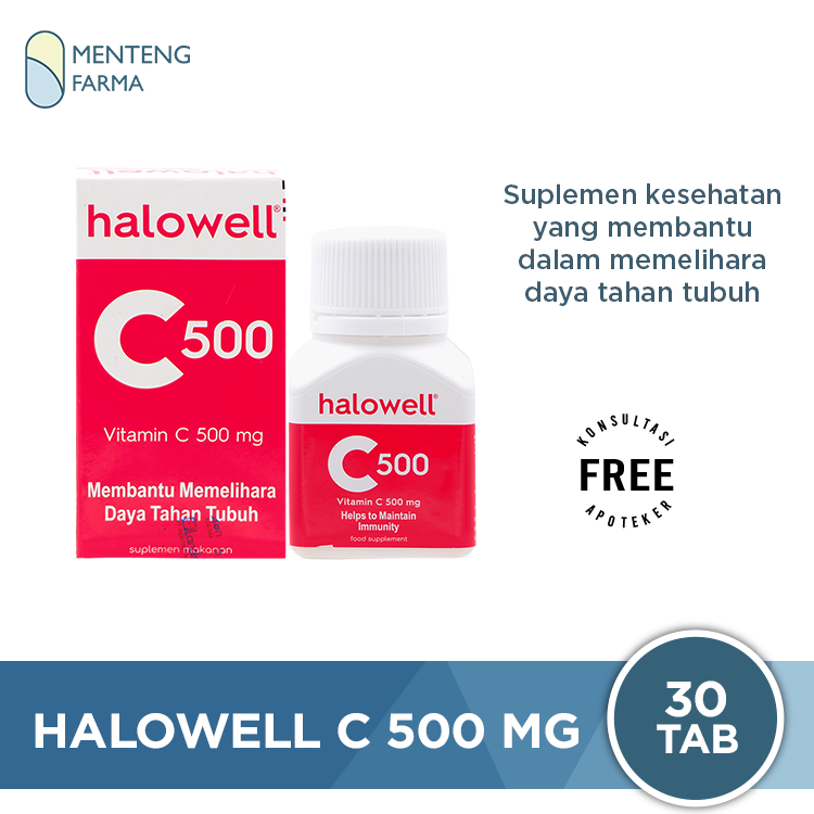 Halowell C 500 mg 30 Tablet - Suplemen Vitamin C - Menteng Farma