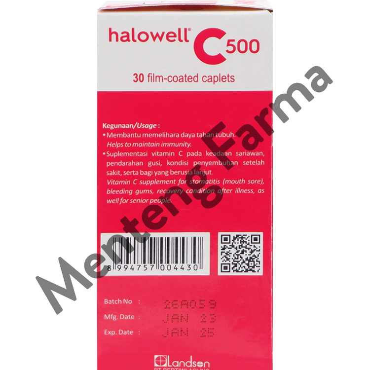 Halowell C 500 mg 30 Tablet - Suplemen Vitamin C - Menteng Farma