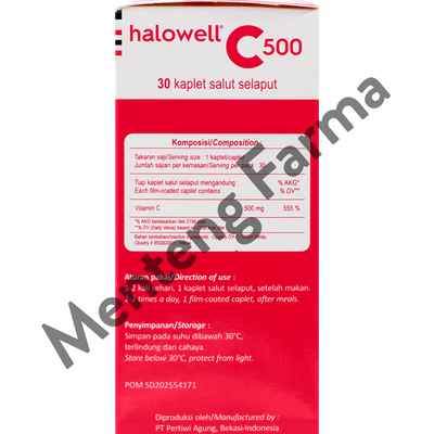 Halowell C 500 mg 30 Tablet - Suplemen Vitamin C - Menteng Farma