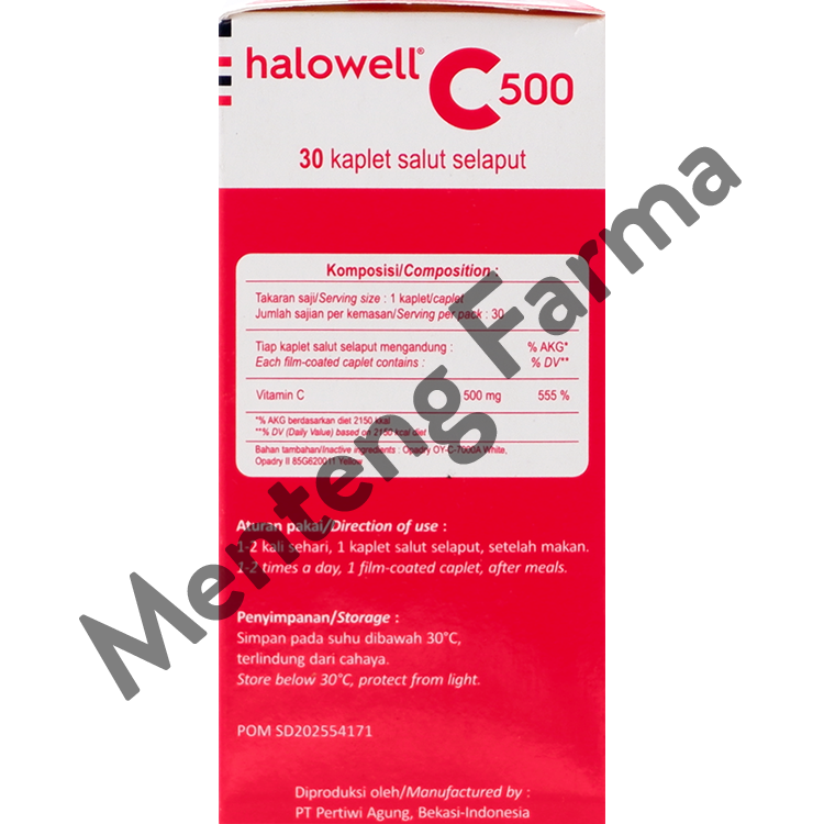 Halowell C 500 mg 30 Tablet - Suplemen Vitamin C - Menteng Farma