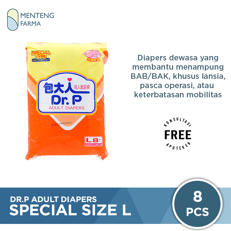 Dr. P Adult Diapers Special Size L8 - Diapers Dewasa - Menteng Farma