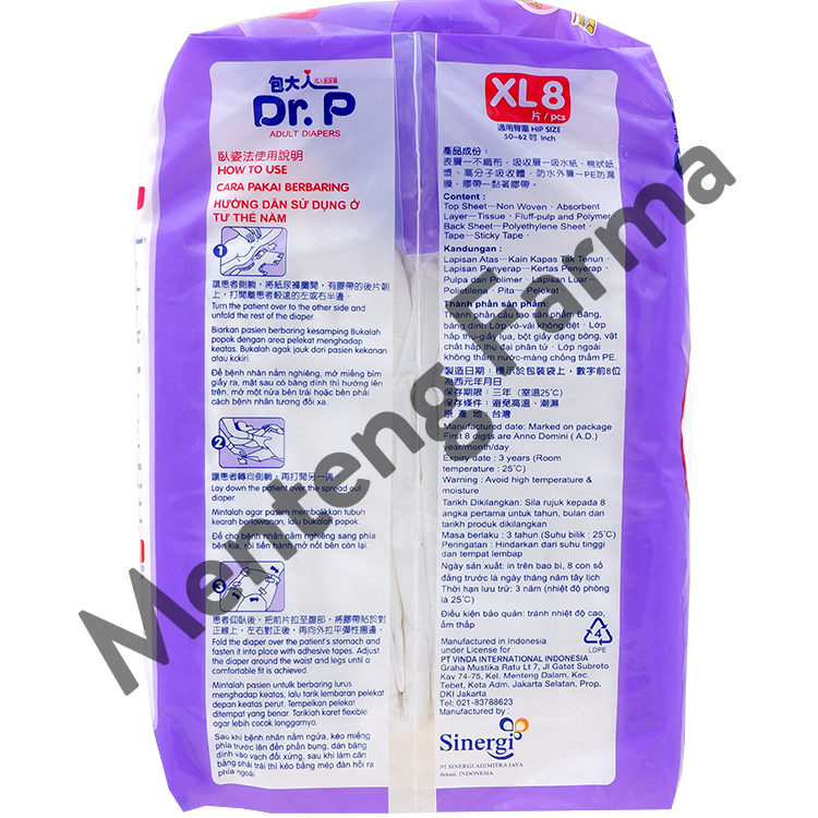 Dr. P Adult Diapers Basic Size XL8 - Diapers Dewasa - Menteng Farma