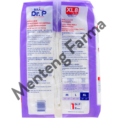 Dr. P Adult Diapers Basic Size XL8 - Diapers Dewasa - Menteng Farma