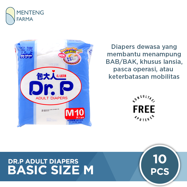 Dr. P Adult Diapers Basic Size M10 - Diapers Dewasa - Menteng Farma