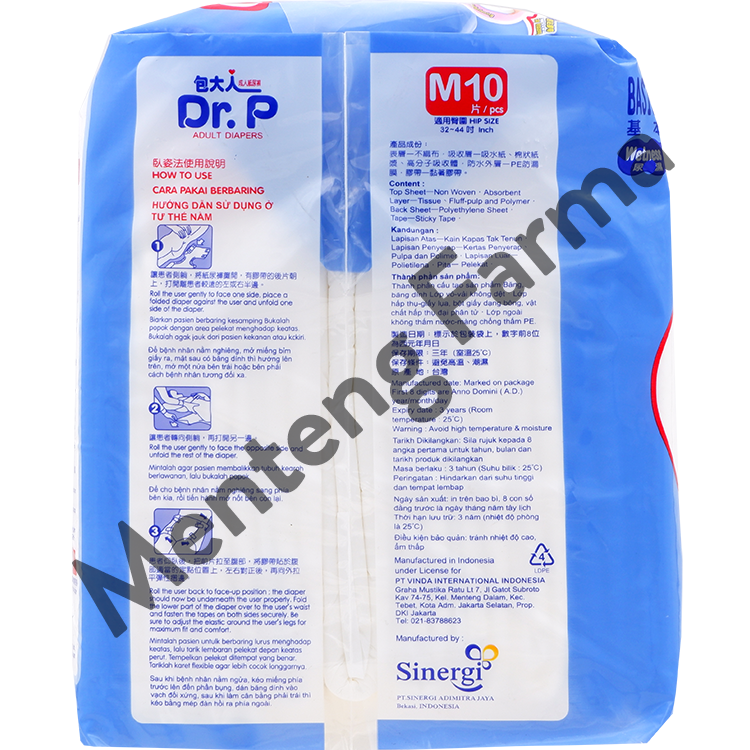 Dr. P Adult Diapers Basic Size M10 - Diapers Dewasa - Menteng Farma