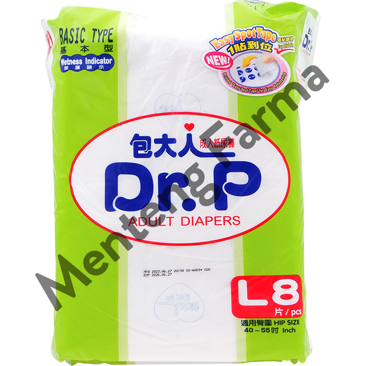 Dr. P Adult Diapers Basic Size L8 - Diapers Dewasa - Menteng Farma