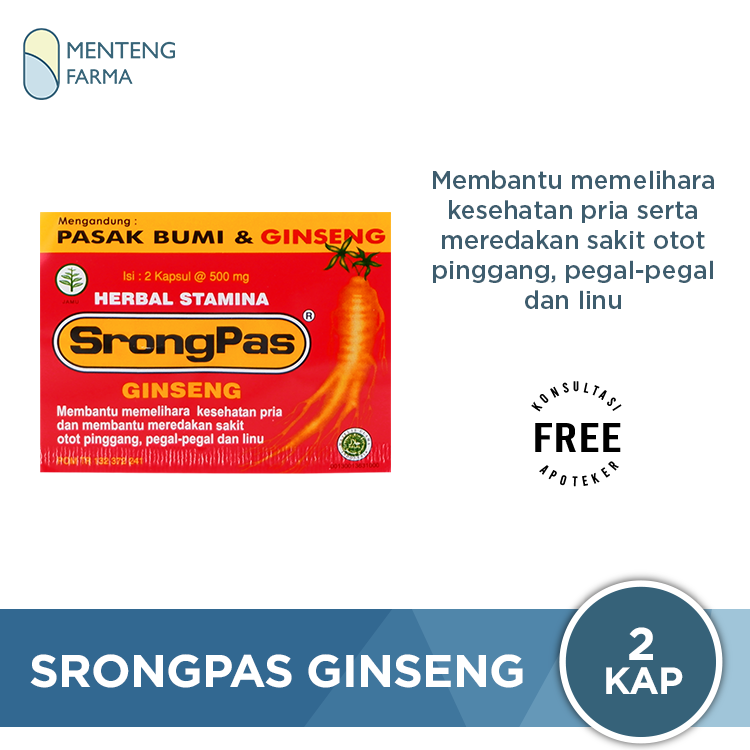 Srongpas Ginseng 2 Kapsul - Herbal Stamina Pria - Menteng Farma