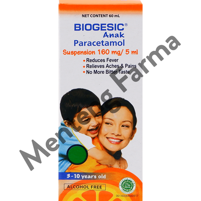 Biogesic Syrup 60 mL - Pereda Demam dan Nyeri Anak - Menteng Farma