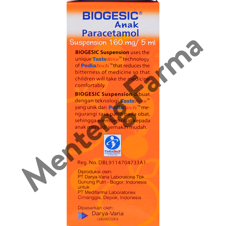 Biogesic Syrup 60 mL - Pereda Demam dan Nyeri Anak - Menteng Farma