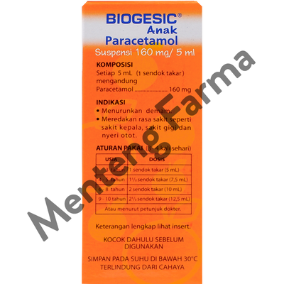 Biogesic Syrup 60 mL - Pereda Demam dan Nyeri Anak - Menteng Farma