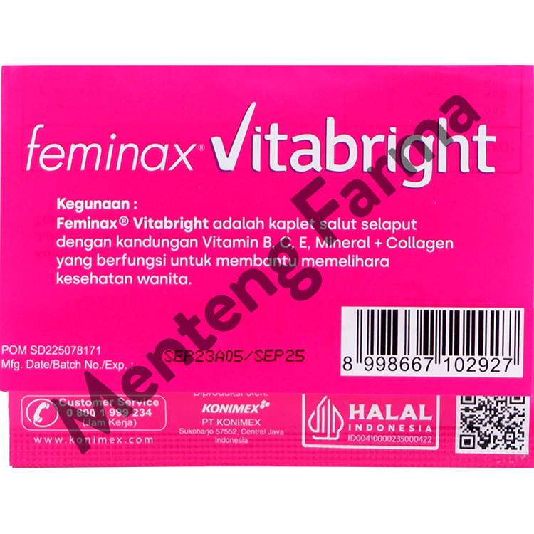 Feminax VitaBright 4 Tablet - Suplemen Kesehatan Wanita - Menteng Farma