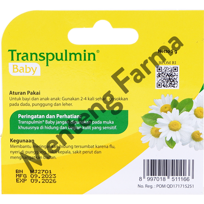 Transpulmin Baby Balsam 5 g - Pereda Flu dan Hidung Tersumbat Bayi - Menteng Farma