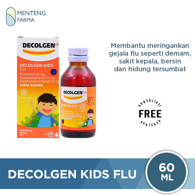 Decolgen Kids Flu Sirup 60 ml - Pereda Gejala Flu Anak - Menteng Farma