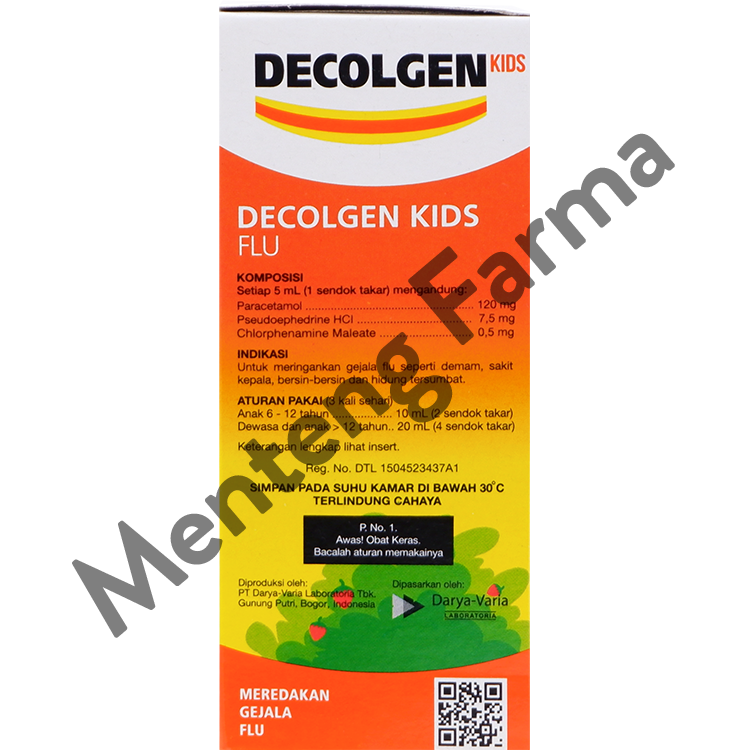 Decolgen Kids Flu Sirup 60 ml - Pereda Gejala Flu Anak - Menteng Farma