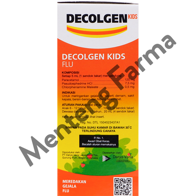 Decolgen Kids Flu Sirup 60 ml - Pereda Gejala Flu Anak - Menteng Farma