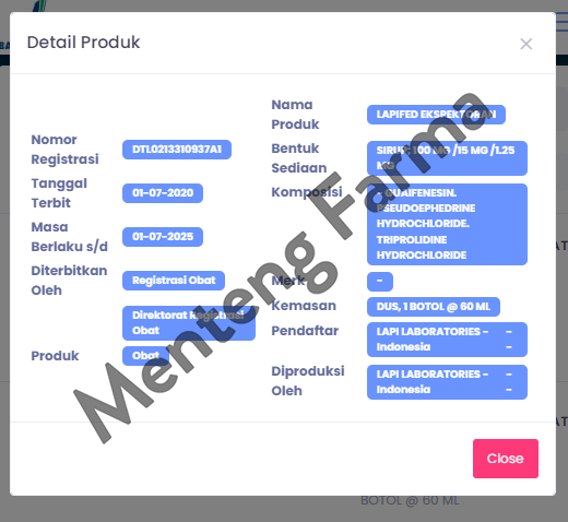 Lapifed Ekspektoran Sirup 60 ml - Obat Batuk dan Flu - Menteng Farma