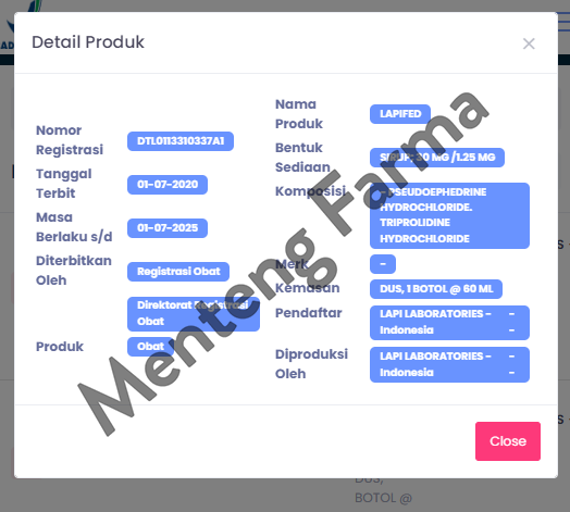 Lapifed Sirup 60 ml - Mengatasi Gejala Pilek - Menteng Farma