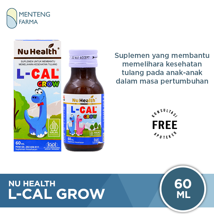 Nu Health L-Cal Grow 60 mL - Suplemen Kesehatan Tulang Anak - Menteng Farma