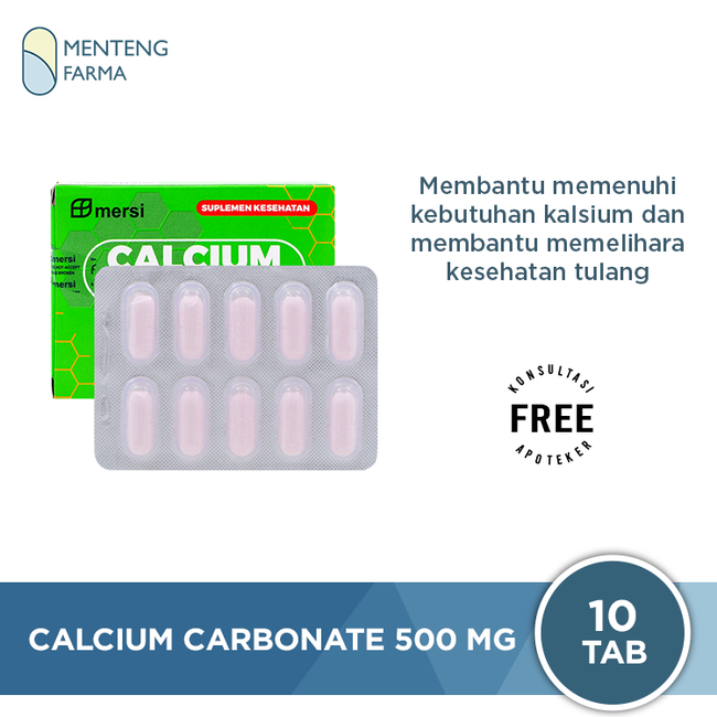 Calcium Carbonate 500 mg 10 Tablet - Suplemen Kalsium dan Kesehatan Tulang - Menteng Farma