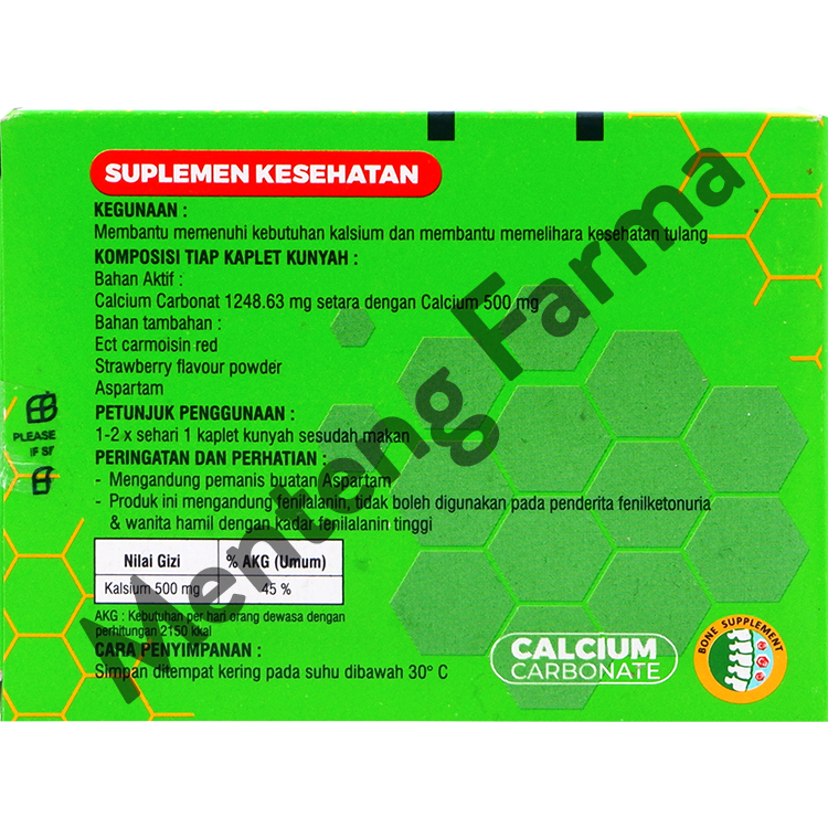 Calcium Carbonate 500 mg 10 Tablet - Suplemen Kalsium dan Kesehatan Tulang - Menteng Farma