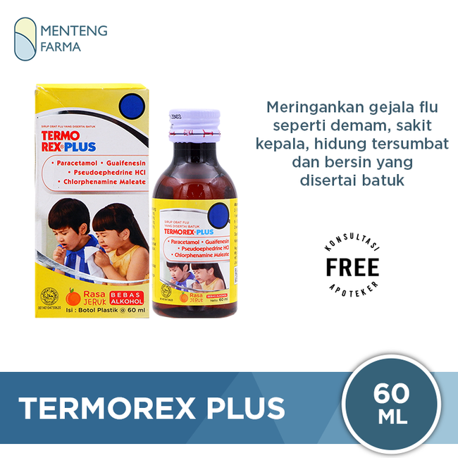 Termorex Plus Sirup 60 mL - Obat Batuk dan Pilek Anak - Menteng Farma