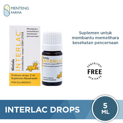 Interlac Drops 5 mL - Suplemen Kesehatan Saluran Cerna Bayi dan Anak - Menteng Farma