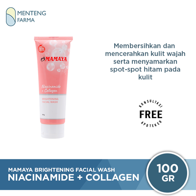 Mamaya Brightening Facial Wash With Niacinamide & Collagen 100 Gr - Sabun Cuci Muka Pencerah Wajah - Menteng Farma