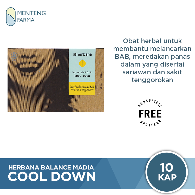 Herbana Balance Madia Cool Down 10 Kaplet - Melancarkan BAB & Meredakan Panas Dalam - Menteng Farma