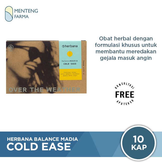 Herbana Balance Madia Cold Ease 10 Kaplet - Meredakan Gejala Masuk Angin - Menteng Farma