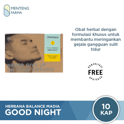 Herbana Balance Madia Good Night 10 Kaplet - Meringankan Gangguan Sulit Tidur - Menteng Farma