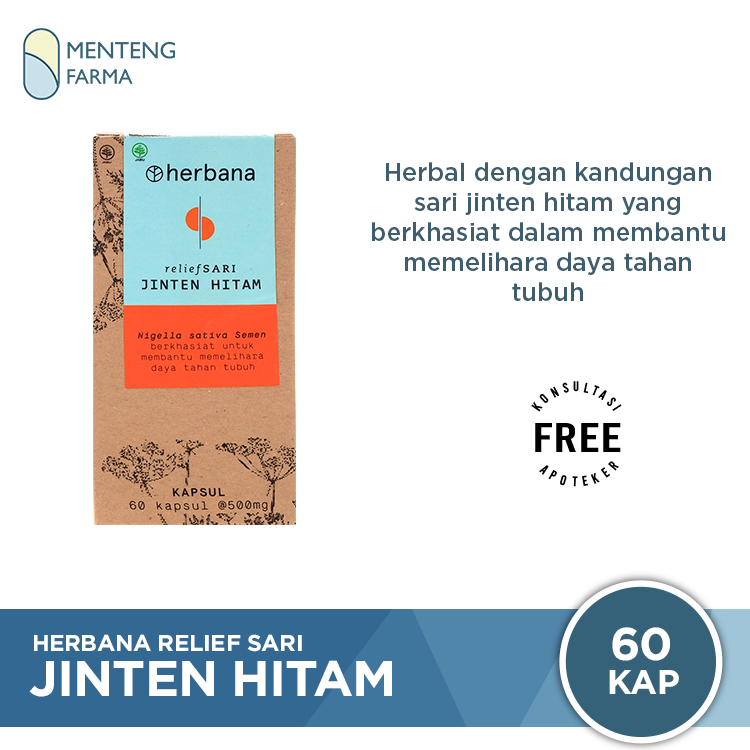 Herbana Relief Sari Jinten Hitam 60 Kapsul - Memelihara Daya Tahan Tubuh - Menteng Farma