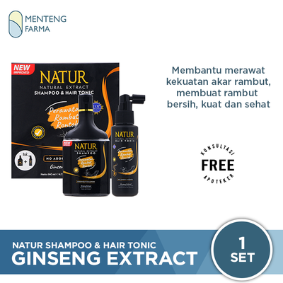 Natur Shampoo & Hair Tonic 2 in 1 Ginseng Extract - Perawatan Rambut Rontok - Menteng Farma