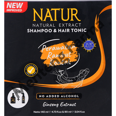 Natur Shampoo & Hair Tonic 2 in 1 Ginseng Extract - Perawatan Rambut Rontok - Menteng Farma