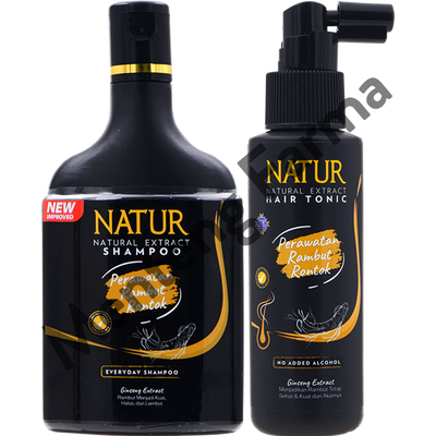 Natur Shampoo & Hair Tonic 2 in 1 Ginseng Extract - Perawatan Rambut Rontok - Menteng Farma