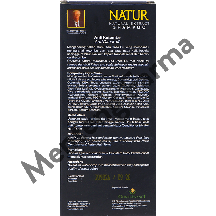 Natur Shampoo Tea Tree Oil 80 ML - Perawatan Rambut Anti Ketombe - Menteng Farma